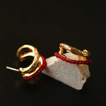 Bohemian Autumn Spinel & Pearl C - Hoop Earrings - floysun