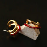 Bohemian Autumn Spinel & Pearl C - Hoop Earrings - floysun