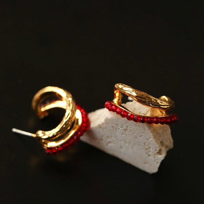 Bohemian Autumn Spinel & Pearl C - Hoop Earrings - floysun