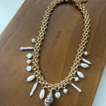 Bohemian Charm Wide Chain Necklace – Natural Pearls & Shell Accents - floysun