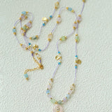 Bohemian Colorful Irregular Crystal Handcrafted Wax Cord Necklace - floysun