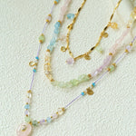 Bohemian Colorful Irregular Crystal Handcrafted Wax Cord Necklace - floysun