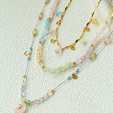 Bohemian Colorful Irregular Crystal Handcrafted Wax Cord Necklace - floysun
