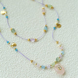 Bohemian Colorful Irregular Crystal Handcrafted Wax Cord Necklace - floysun