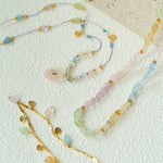 Bohemian Colorful Irregular Crystal Handcrafted Wax Cord Necklace - floysun