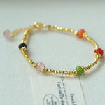 Bohemian Faceted Gold Bead Bracelet – Colorful Gemstone or Pearl Style - floysun