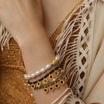 Bohemian Faceted Gold Bead Bracelet – Colorful Gemstone or Pearl Style - floysun