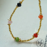 Bohemian Faceted Gold Bead Bracelet – Colorful Gemstone or Pearl Style - floysun