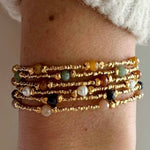 Bohemian Faceted Gold Bead Bracelet – Colorful Gemstone or Pearl Style - floysun