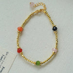 Bohemian Faceted Gold Bead Bracelet – Colorful Gemstone or Pearl Style - floysun