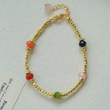 Bohemian Faceted Gold Bead Bracelet – Colorful Gemstone or Pearl Style - floysun