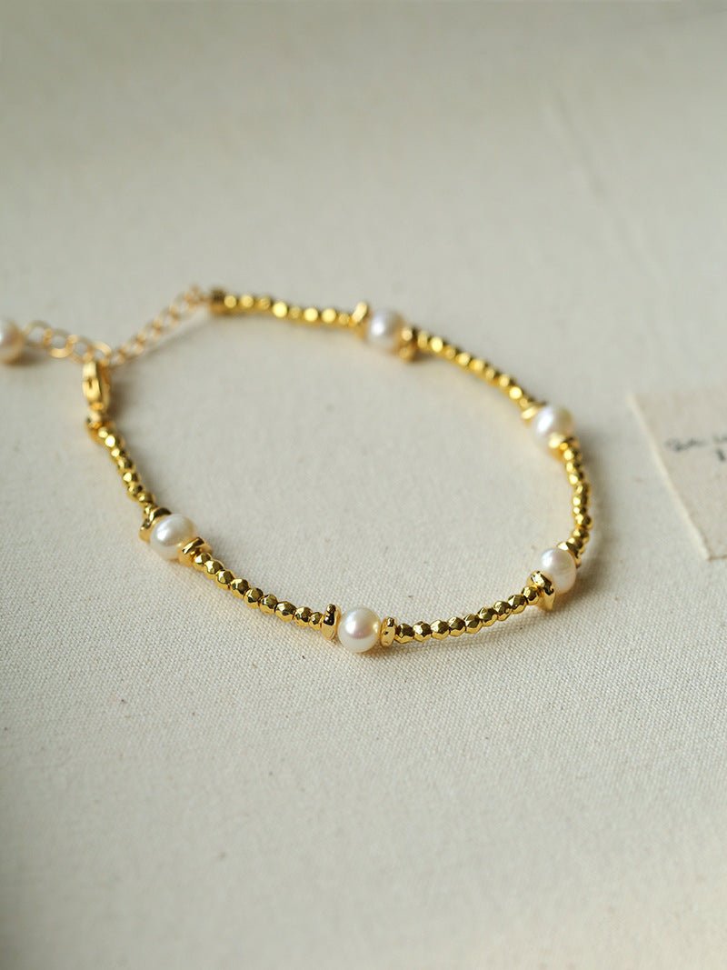 Bohemian Faceted Gold Bead Bracelet – Colorful Gemstone or Pearl Style - floysun