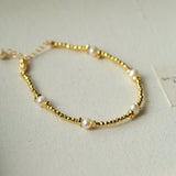 Bohemian Faceted Gold Bead Bracelet – Colorful Gemstone or Pearl Style - floysun