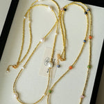 Bohemian Faceted Gold Bead Necklace – Colorful Gemstone or Pearl Style - floysun