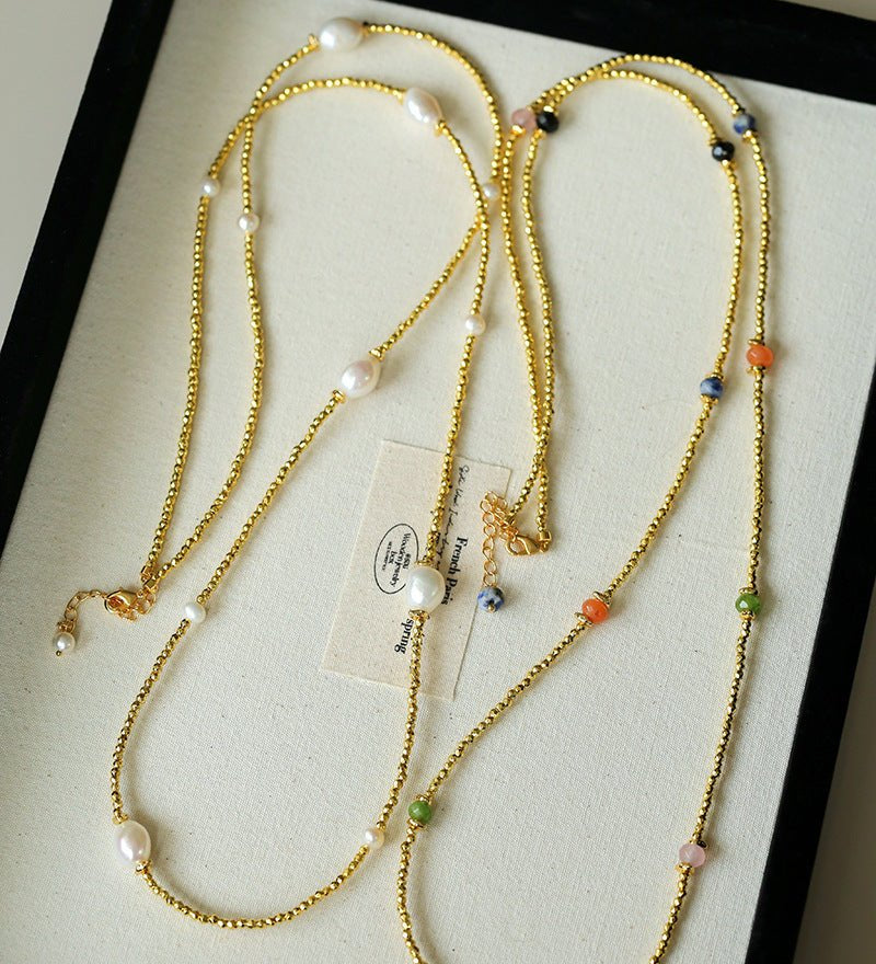 Bohemian Faceted Gold Bead Necklace – Colorful Gemstone or Pearl Style - floysun