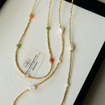 Bohemian Faceted Gold Bead Necklace – Colorful Gemstone or Pearl Style - floysun