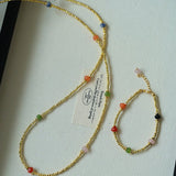 Bohemian Faceted Gold Bead Necklace – Colorful Gemstone or Pearl Style - floysun