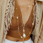 Bohemian Faceted Gold Bead Necklace – Colorful Gemstone or Pearl Style - floysun