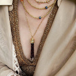 Bohemian Faceted Gold Bead Necklace – Colorful Gemstone or Pearl Style - floysun