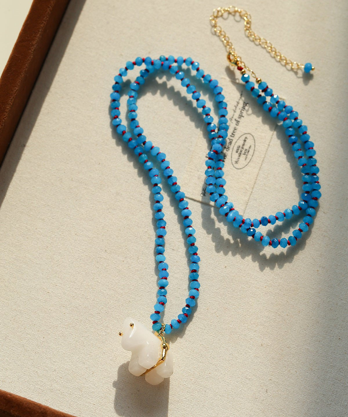 Bohemian Leaping Horse Collection White Jade Carved Horse Pendant Beaded Necklace - floysun