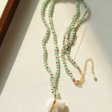 Bohemian Leaping Horse Collection White Jade Carved Horse Pendant Beaded Necklace - floysun