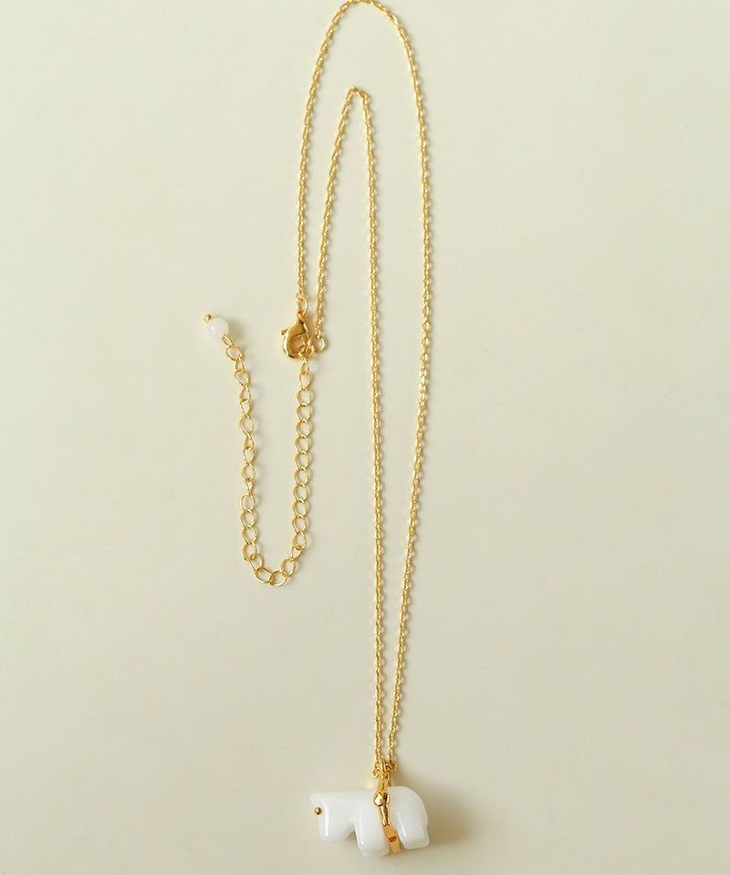 Bohemian Leaping Horse Collection White Jade Carved Horse Pendant Chian Necklace - floysun