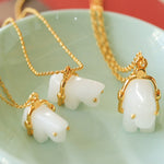 Bohemian Leaping Horse Collection White Jade Carved Horse Pendant Chian Necklace - floysun