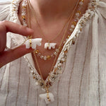 Bohemian Leaping Horse Collection White Jade Carved Horse Pendant Chian Necklace - floysun