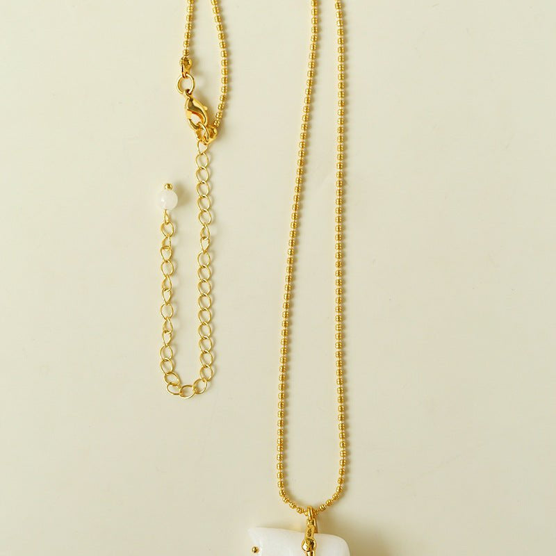 Bohemian Leaping Horse Collection White Jade Carved Horse Pendant Chian Necklace - floysun