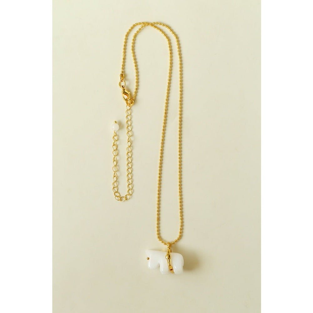 Bohemian Leaping Horse Collection White Jade Carved Horse Pendant Chian Necklace - floysun
