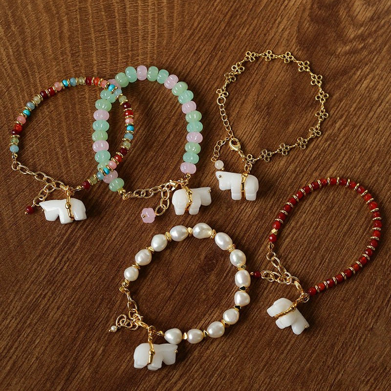 Bohemian Leaping Horse Collection White Jade Horse Bracelet - floysun