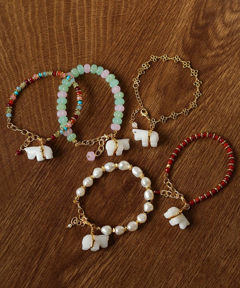 Bohemian Leaping Horse Collection White Jade Horse Bracelet - floysun