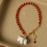Bohemian Leaping Horse Collection White Jade Horse Bracelet - floysun