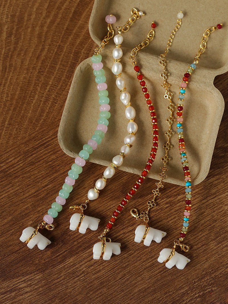 Bohemian Leaping Horse Collection White Jade Horse Bracelet - floysun