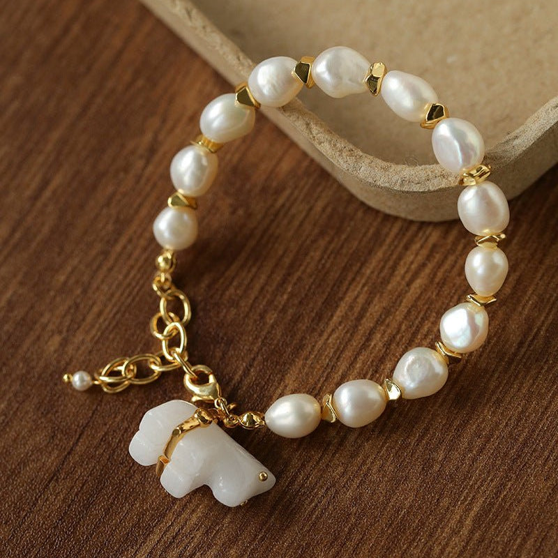 Bohemian Leaping Horse Collection White Jade Horse Bracelet - floysun