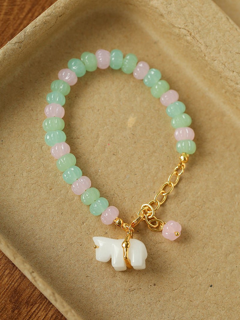 Bohemian Leaping Horse Collection White Jade Horse Bracelet - floysun