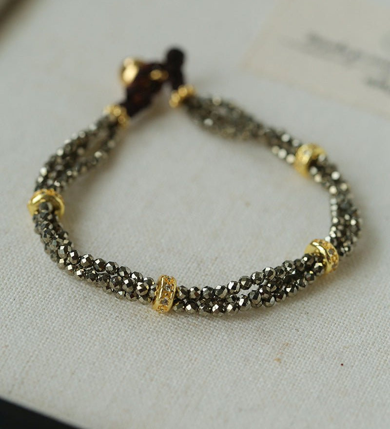 Bohemian Multi - Layer Faceted Golden Ore Bracelet - floysun