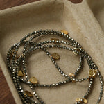 Bohemian Pyrite Long Necklace with Irregular Coin Accents - floysun