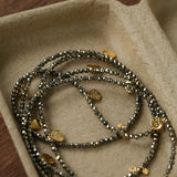 Bohemian Pyrite Long Necklace with Irregular Coin Accents - floysun