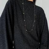 Bohemian Pyrite Long Necklace with Irregular Coin Accents - floysun