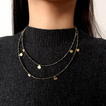 Bohemian Pyrite Long Necklace with Irregular Coin Accents - floysun