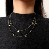 Bohemian Pyrite Long Necklace with Irregular Coin Accents - floysun