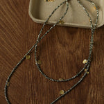 Bohemian Pyrite Long Necklace with Irregular Coin Accents - floysun