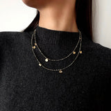 Bohemian Pyrite Long Necklace with Irregular Coin Accents - floysun