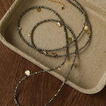Bohemian Pyrite Long Necklace with Irregular Coin Accents - floysun