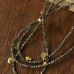 Bohemian Pyrite Long Necklace with Irregular Coin Accents - floysun