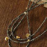Bohemian Pyrite Long Necklace with Irregular Coin Accents - floysun