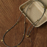 Bohemian Pyrite Long Necklace with Irregular Coin Accents - floysun