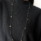 Bohemian Pyrite Long Necklace with Irregular Coin Accents - floysun