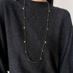 Bohemian Pyrite Long Necklace with Irregular Coin Accents - floysun